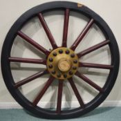 Naval gun carriage wheel with twelve spokes & brass hub,