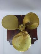 Bronze three fin propellor, stamped Wortham, Blake & Co.