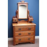 Edwardian satin walnut dressing chest, swing mirror back, W92cm, H174cm,