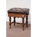 Edwardian turned walnut framed height adjustable piano stool,