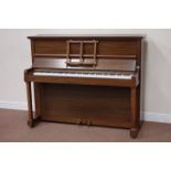 20th century teak framed 'Chappell London' upright piano, iron framed and overstrung,