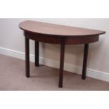 19th century pair mahogany demi-lune console tables/circular dining table, W127cm, H72cm,