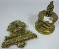 19th Century brass tobacco jar and brass ink stand (2) Condition Report <a