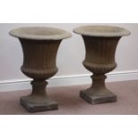 Pair West Country composite stone Campania garden urns,