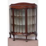 Early 20th century mahogany bow front glazed display cabinet, W107cm, H131cm,