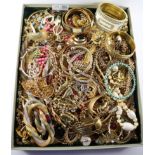 Gilt and gold-plated costume jewellery in one box Condition Report <a