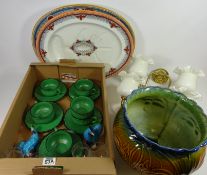 Two large Victorian meat plates 'Sultan' and 'Antique' patterns, Victorian style jardiniere,