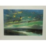 Greylags in Flight, limited edition colour photolithograph after Peter Scott(1909-89) pub.