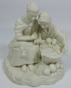 Late 19th/ early 20th Century Parian ware model of a couple with fruit basket after Reg Johnson,