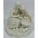 Late 19th/ early 20th Century Parian ware model of a couple with fruit basket after Reg Johnson,