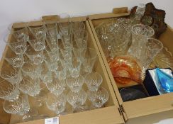 Drinking glass sets, two carnival glass bowls,