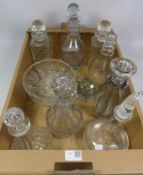 Victorian and later cut glass and crystal decanters and other crystalware in one box