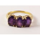 Three stone amethyst gold-plated ring stamped 925 Condition Report <a