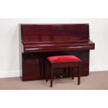Reid-Sohn upright piano in mahogany case, iron framed and over strung with dampener,