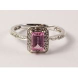 Pink topaz and diamond white gold ring hallmarked 9ct Condition Report <a