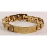 Gold bark effect identity bracelet hallmarked 9ct approx 67.