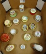 Staffordshire and other enamel patch and trinket boxes in one box (16) Condition Report