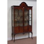 Early 20th century mahogany display cabinet, W112cm, H198cm,