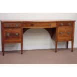 George III mahogany and figured mahogany break bow front sideboard, W205cm, H90cm,