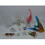 Venetian style glass fishes, Goebel glass animals, Jenasson glass elephant,