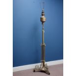 19th century brass telescopic oil lamp stand,