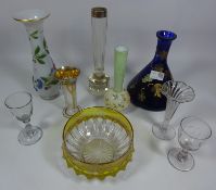 Cameo glass vase, posy vase with hallmarked silver collar, two 19th Century drinking glasses,