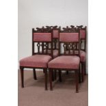 Set four Edwardian walnut chairs with upholstered seats Condition Report <a