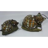 Two Tiffany style table lamps in the form of cats (2) (This item is PAT tested - 5 day warranty