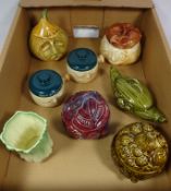 Collection of Sylvac pickle jars in the form of fruits and vegetables and other pots in one box