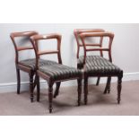 Set four Victorian mahogany dining chairs,