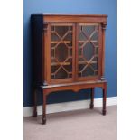 Victorian rosewood bookcase enclosed by astragal glazed doors, on later spade foot stand, W90cm,