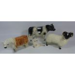 Melba Ware cow H20cm, ram, bull and cat (4) Condition Report <a href='//www.