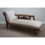 Edwardian carved oak framed chaise longue,