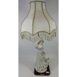 Figural table lamp with beaded glass shade Condition Report <a href='//www.
