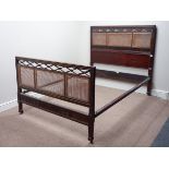 Edwardian mahogany bergere 4' 6'' double bedstead by 'Heals & Sons London' Condition