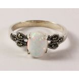 Opal and marcasite ring stamped 925 Condition Report <a href='//www.