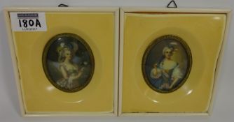 Pair of 19th/ early 20th Century miniature portraits in matching frames Condition Report
