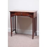 20th century mahogany side/dressing table, single drawer, with slides, W69cm, H71cm,