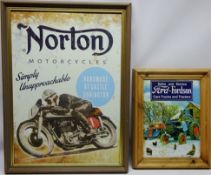 'Norton Motorcycles', metal advertisement sign 68cm x 48cm and 'Sales and Service Ford and Fordson',