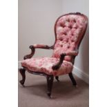 Victorian carved walnut framed upholstered armchair Condition Report <a