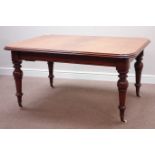 Victorian mahogany telescopic extending dining table, with leaf, raised on turned base,