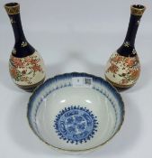 Pair of 20th Century satsuma vases with signature panels,