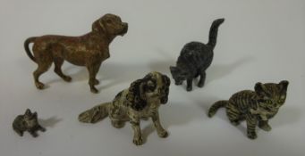 Cold painted bronze King Charles Spaniel, another cold painted bronze dog,