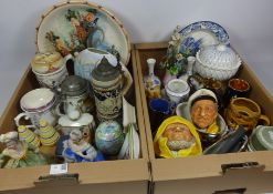 Tankards and decorative ceramics in two boxes Condition Report <a href='//www.