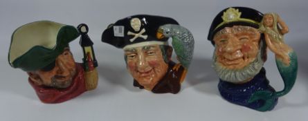 Three Royal Doulton character jugs, 'Long John Silver',