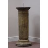 Regency style West Country composite stone fluted sundial column with lead dial,