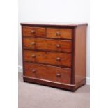 Victorian mahogany chest, two short and three long drawers, W105cm, H103cm,