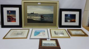 Views over Scarborough and Whitby, three photographic prints, Summer Harwich Beach, lt.