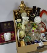 'The Juliana Collection' gilt mantle clock, commemorative ware, Swarovski glass mouse,