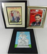 Pop Memorabilia - Pink Floyd world tour programme, two reproduction knebworth posters framed,